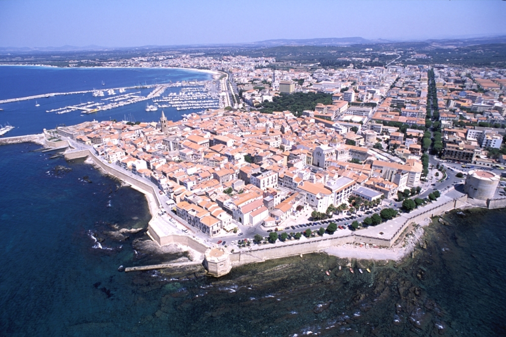 Alghero and its fortifications seen from above
