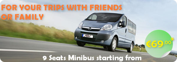 Rent 9 seats minibus starting €69